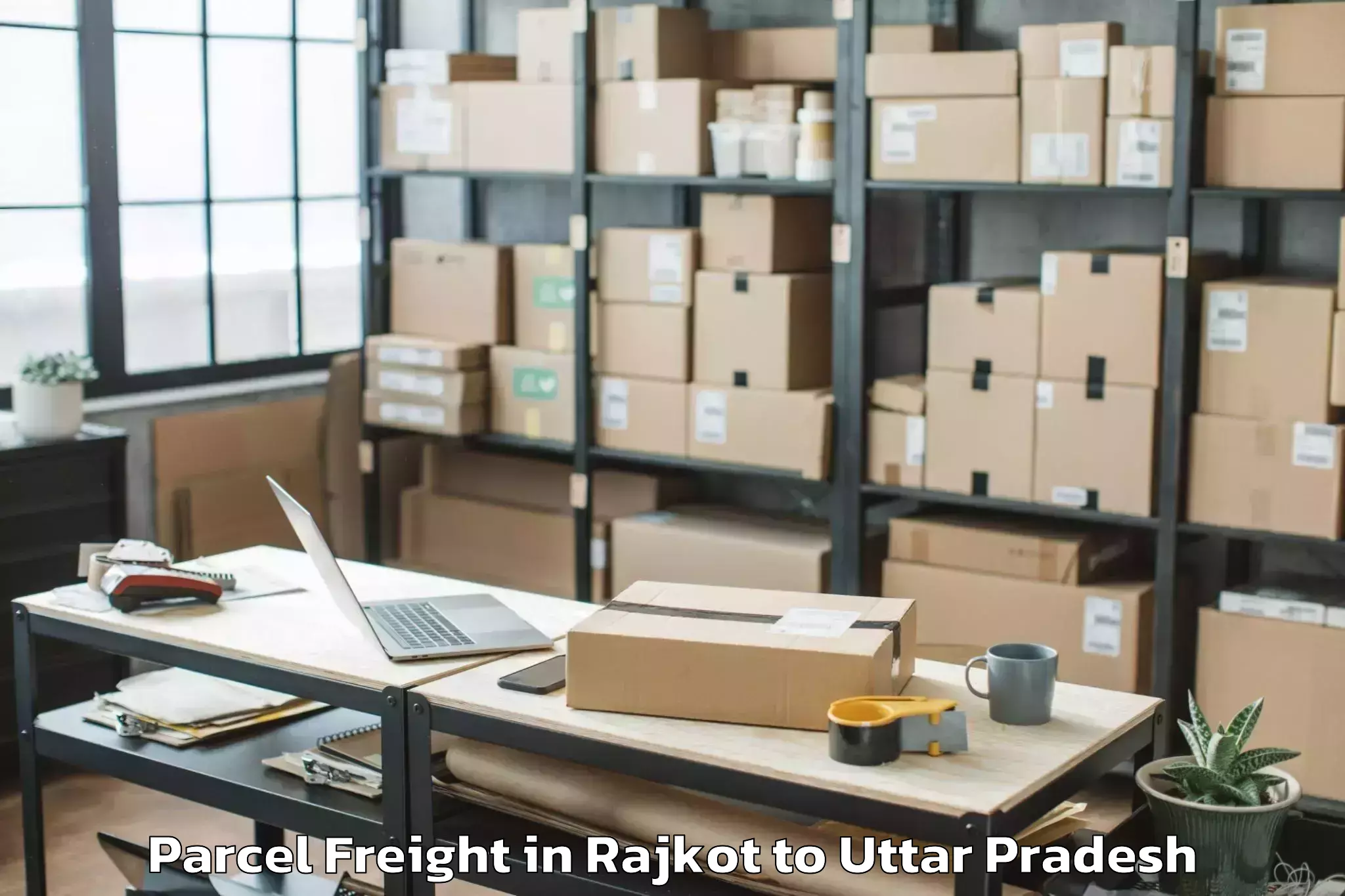 Easy Rajkot to Mehndawal Parcel Freight Booking